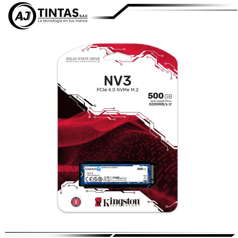Diseño sin título DISCO SÓLIDO KINGSTON NV3 500GB SSD NVME PCIE 4.0 M.2 2280 - 5000MB/S - Imagen 1